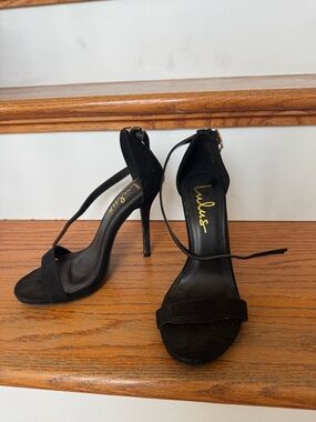 Lulu's Black Suede T-Strap Stiletto Heels